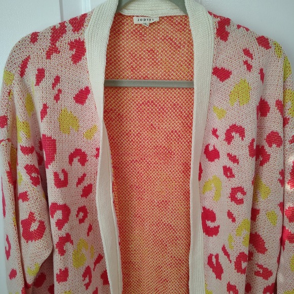 Jodifl Women's Cardigan Duster Small Colorful Leopard Print Oversized Pockets‎ - Picture 6 of 10